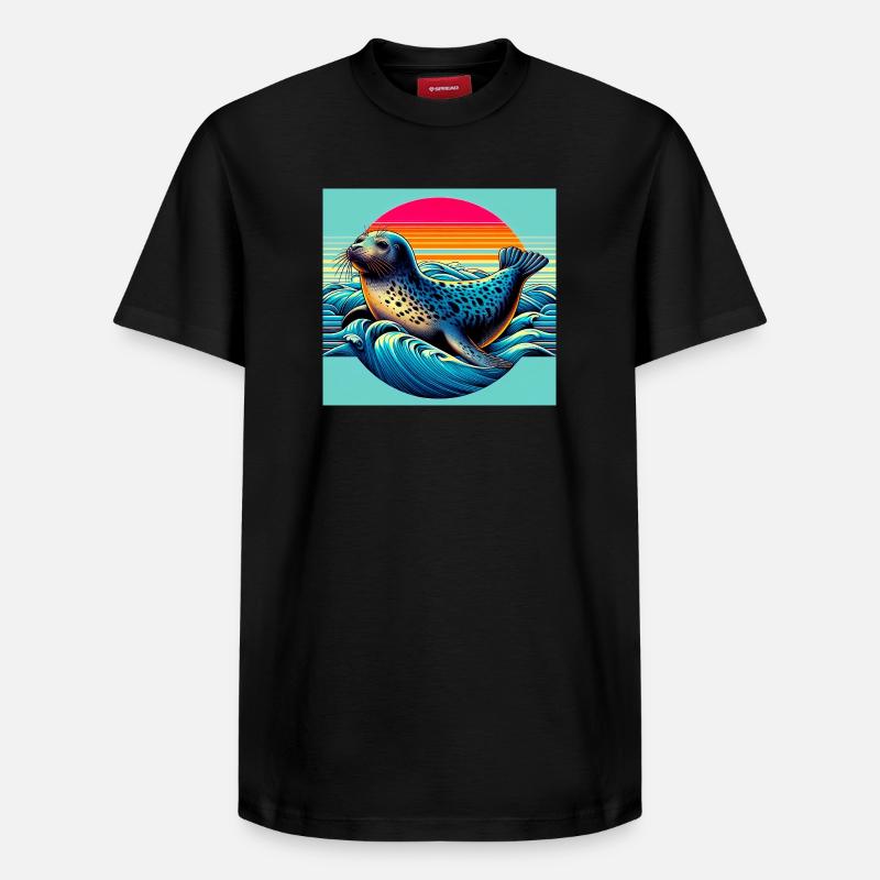 Phoque - T-shirt unisexe décontracté en coton Supima – de SPREAD - noir