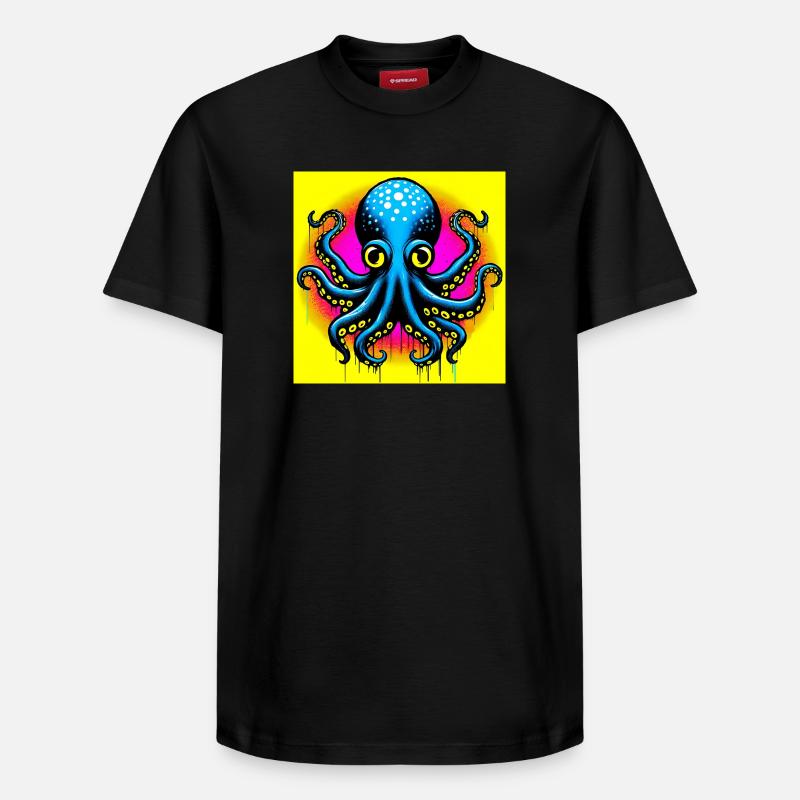 Pieuvre - T-shirt unisexe décontracté en coton Supima – de SPREAD - noir