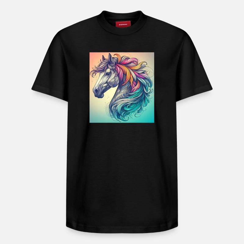Pferd - Relaxed Unisex Supima Cotton T-Shirt – von SPREAD - Schwarz