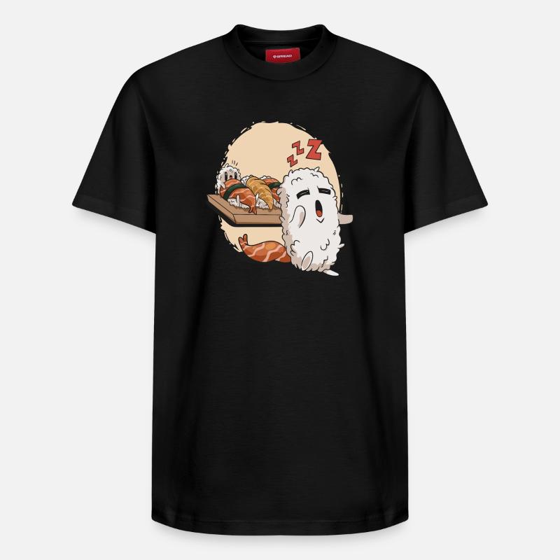 Sushi endormi - T-shirt unisexe décontracté en coton Supima – de SPREAD - noir