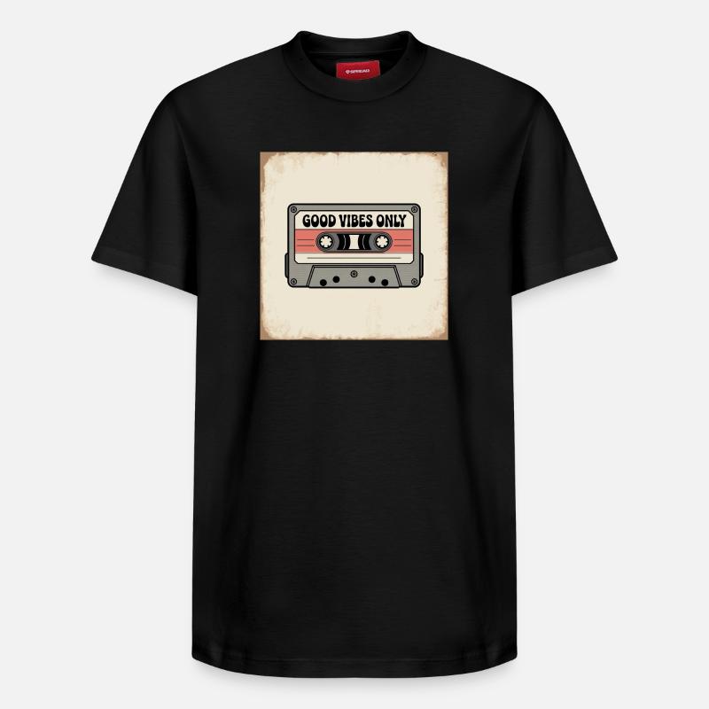 Cassette avec inscription - T-shirt unisexe décontracté en coton Supima – de SPREAD - noir