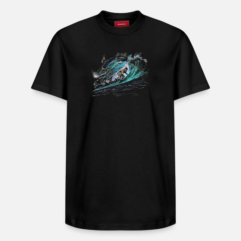 Surfeur - T-shirt unisexe décontracté en coton Supima – de SPREAD - noir