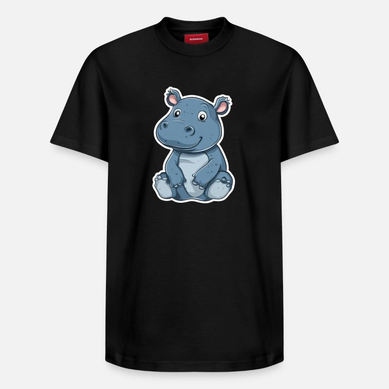 Nilpferd - Relaxed Unisex Supima Cotton T-Shirt – von SPREAD - Schwarz