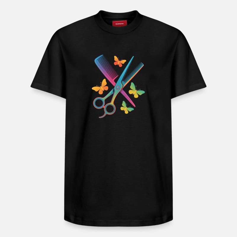 Coiffeur Ciseaux Peigne Papillon - T-shirt unisexe décontracté en coton Supima – de SPREAD - noir