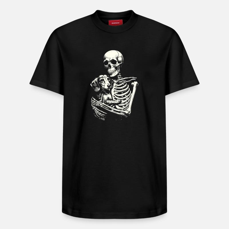 Teckel squelette étreignant - T-shirt unisexe décontracté en coton Supima – de SPREAD - noir