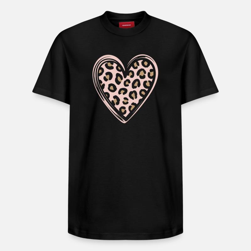 Leopard Muster Herz Design - Relaxed Unisex Supima Cotton T-Shirt – von SPREAD - Schwarz