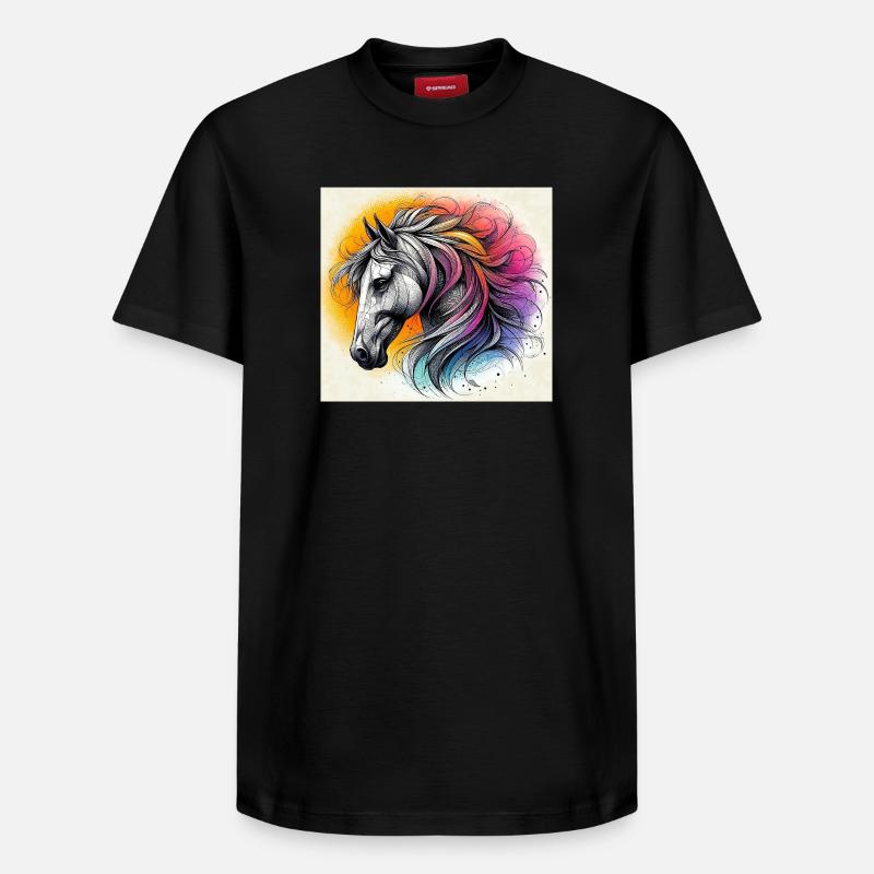cheval - T-shirt unisexe décontracté en coton Supima – de SPREAD - noir