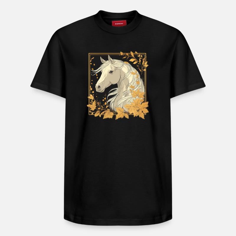 Pferd Herbst - Relaxed Unisex Supima Cotton T-Shirt – von SPREAD - Schwarz