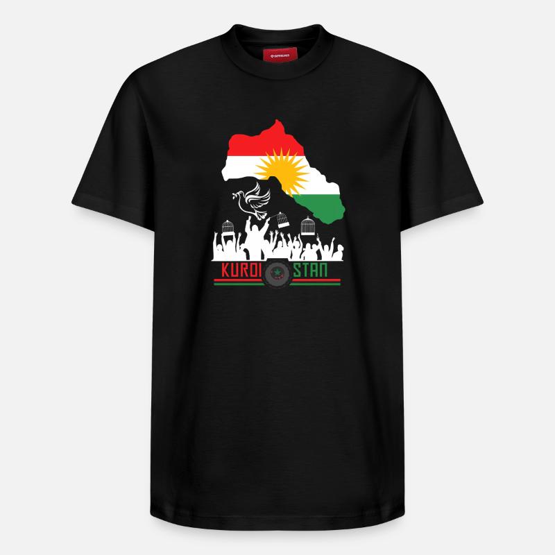 Drapeaux kurdes avec Kurdistan Kurde - T-shirt unisexe décontracté en coton Supima – de SPREAD - noir