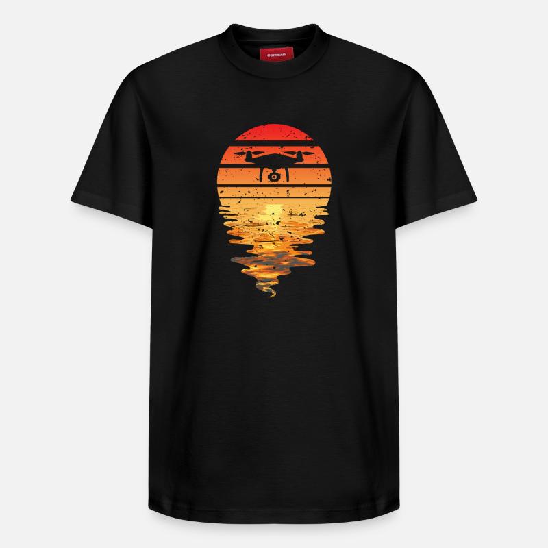 Drone Sunset Rétro - T-shirt unisexe décontracté en coton Supima – de SPREAD - noir