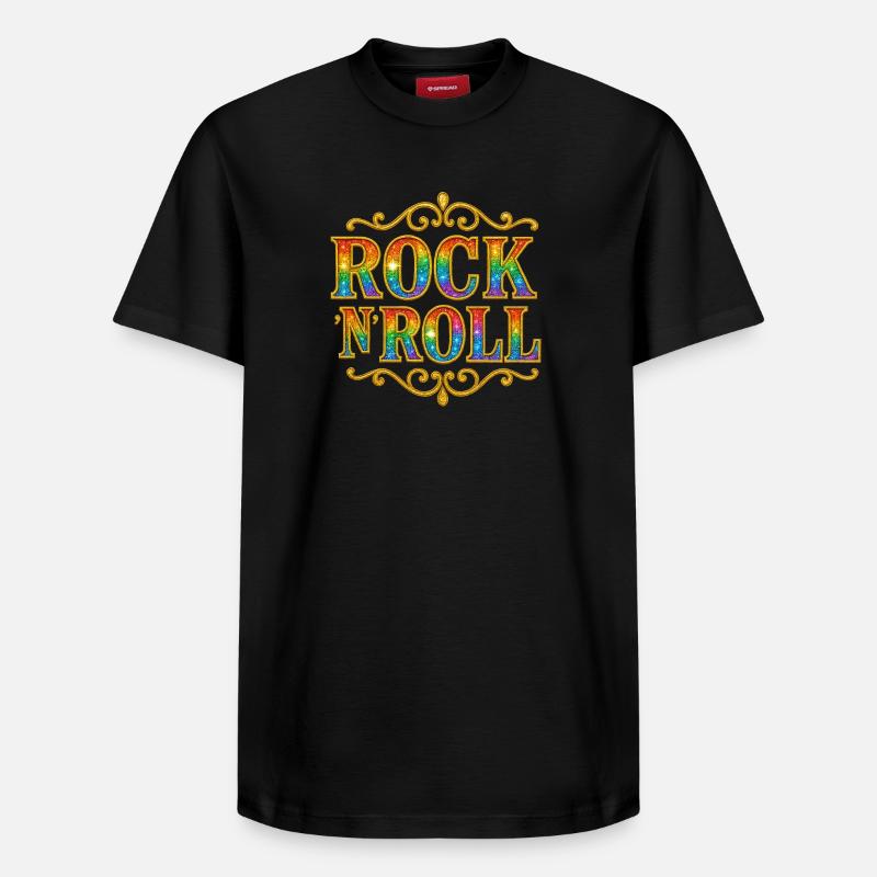 Regenbogen-Glitzer-Rock-N-Roll-Schild - Relaxed Unisex Supima Cotton T-Shirt – von SPREAD - Schwarz