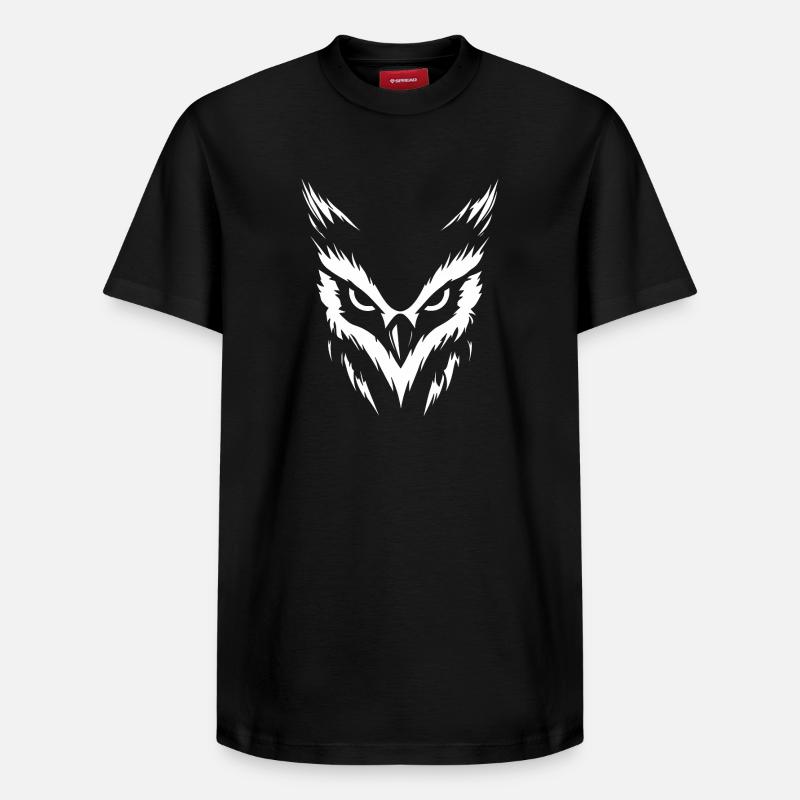 weiße Eule - Relaxed Unisex Supima Cotton T-Shirt – von SPREAD - Schwarz