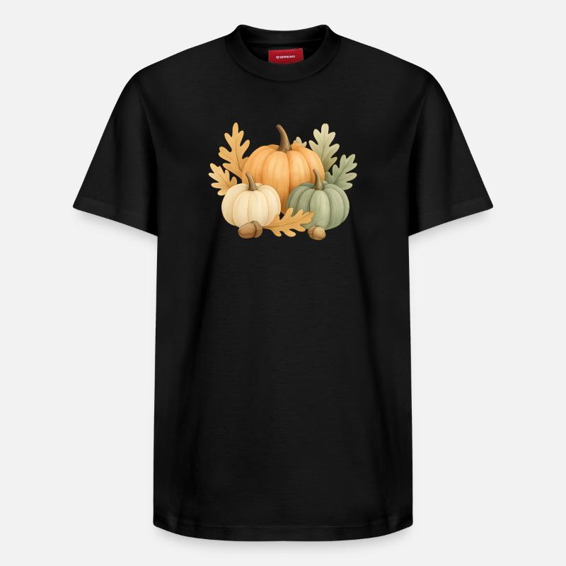 Kürbisse, Eichenlaub & Eicheln - Relaxed Unisex Supima Cotton T-Shirt – von SPREAD - Schwarz