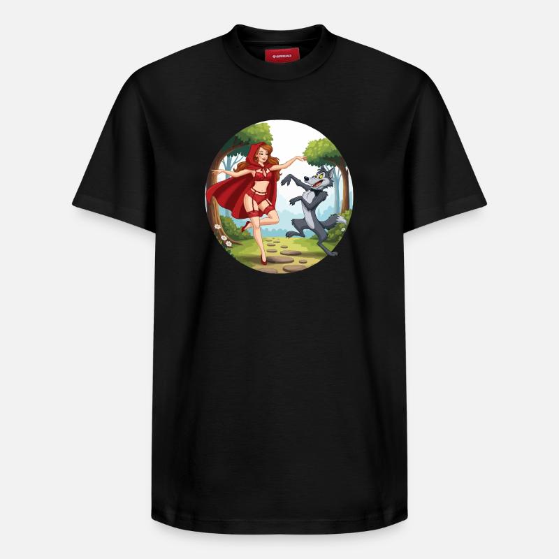 Roodkapje_danst_met_wolf - T-shirt unisexe décontracté en coton Supima – de SPREAD - noir