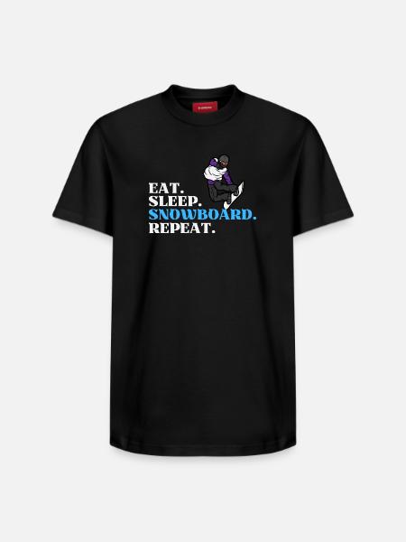 Eat Sleep Snowboard Répéter - T-shirt unisexe décontracté en coton Supima – de SPREAD - noir