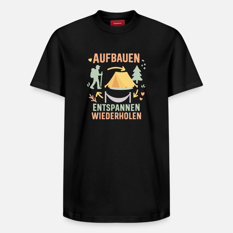 Camping Aventure Construction Détente Répéter - T-shirt unisexe décontracté en coton Supima – de SPREAD - noir