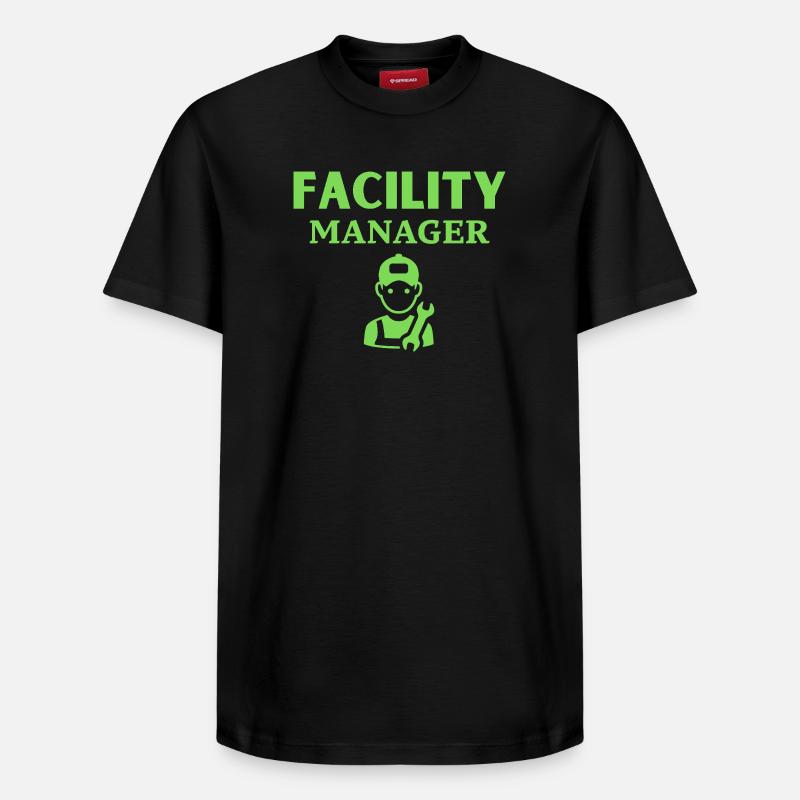 Gestionnaire d’installations - T-shirt unisexe décontracté en coton Supima – de SPREAD - noir