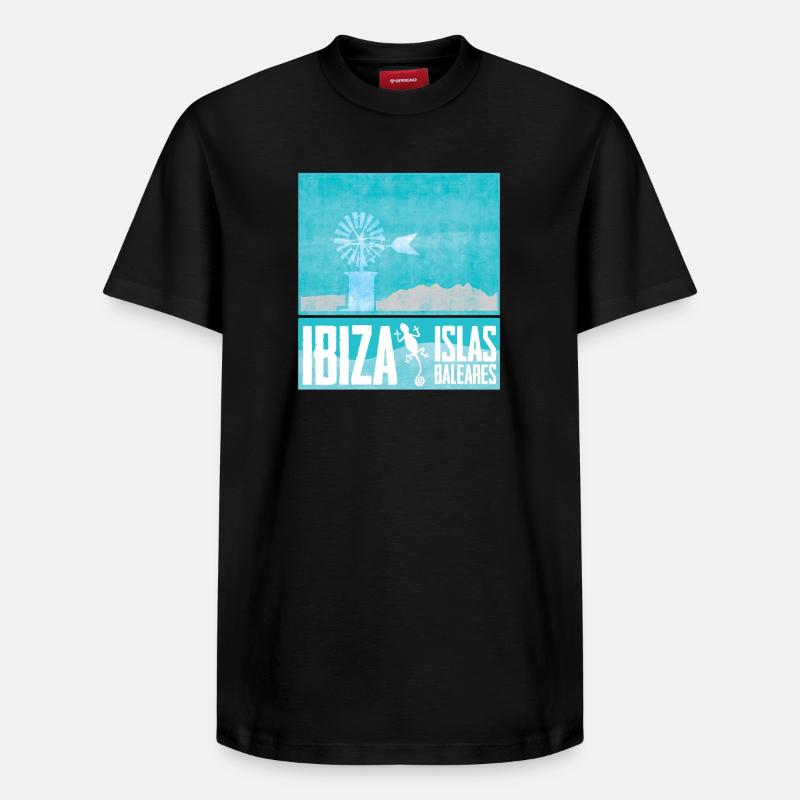 Ibiza Windmühlen Design - Relaxed Unisex Supima Cotton T-Shirt – von SPREAD - Schwarz