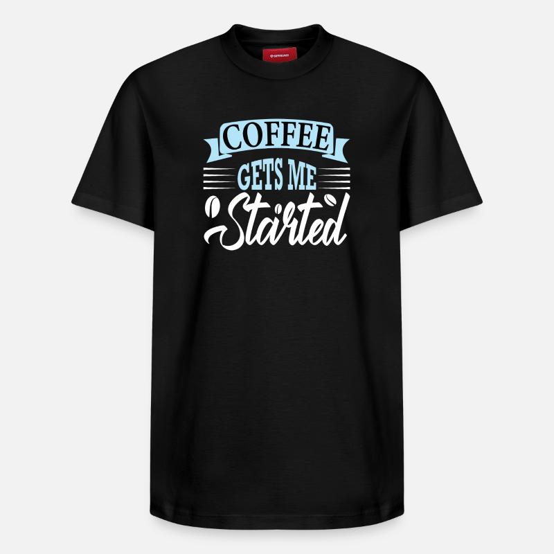 coffee gets me started - Relaxed Unisex Supima Cotton T-Shirt – von SPREAD - Schwarz