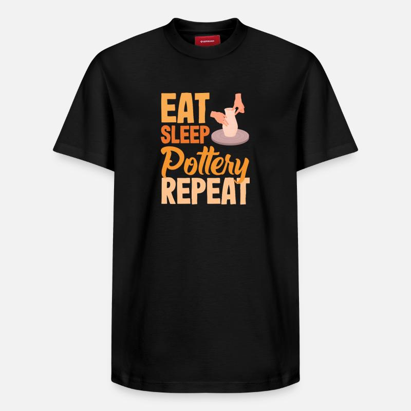 Töpfern Eat Sleep Pottery Répéter - T-shirt unisexe décontracté en coton Supima – de SPREAD - noir