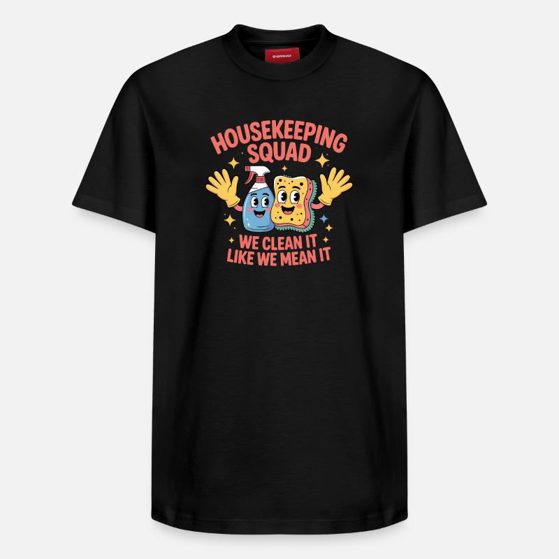 Conception de nettoyage amusante - T-shirt unisexe décontracté en coton Supima – de SPREAD - noir