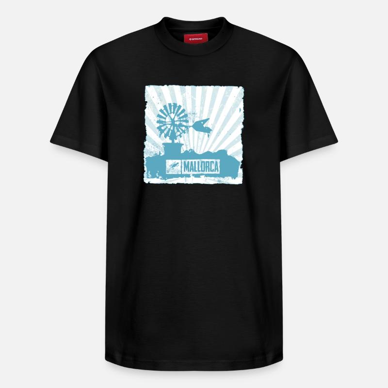 Mallorca Windmühle und Design - Relaxed Unisex Supima Cotton T-Shirt – von SPREAD - Schwarz