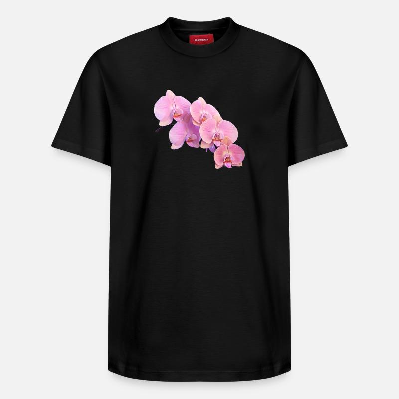 orchidée rose isolé clipart - T-shirt unisexe décontracté en coton Supima – de SPREAD - noir
