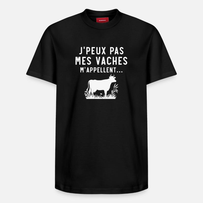 J'peux pas mes vaches m'appellent - T-shirt unisexe décontracté en coton Supima – de SPREAD - noir