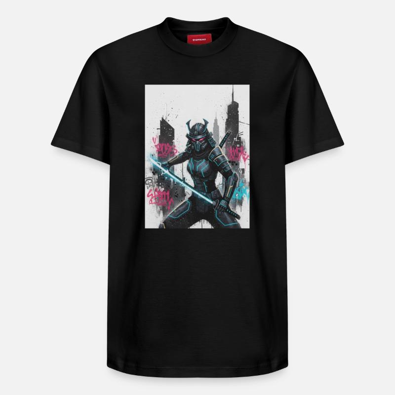 Cyber Samurai Neon Klinge - Relaxed Unisex Supima Cotton T-Shirt – von SPREAD - Schwarz