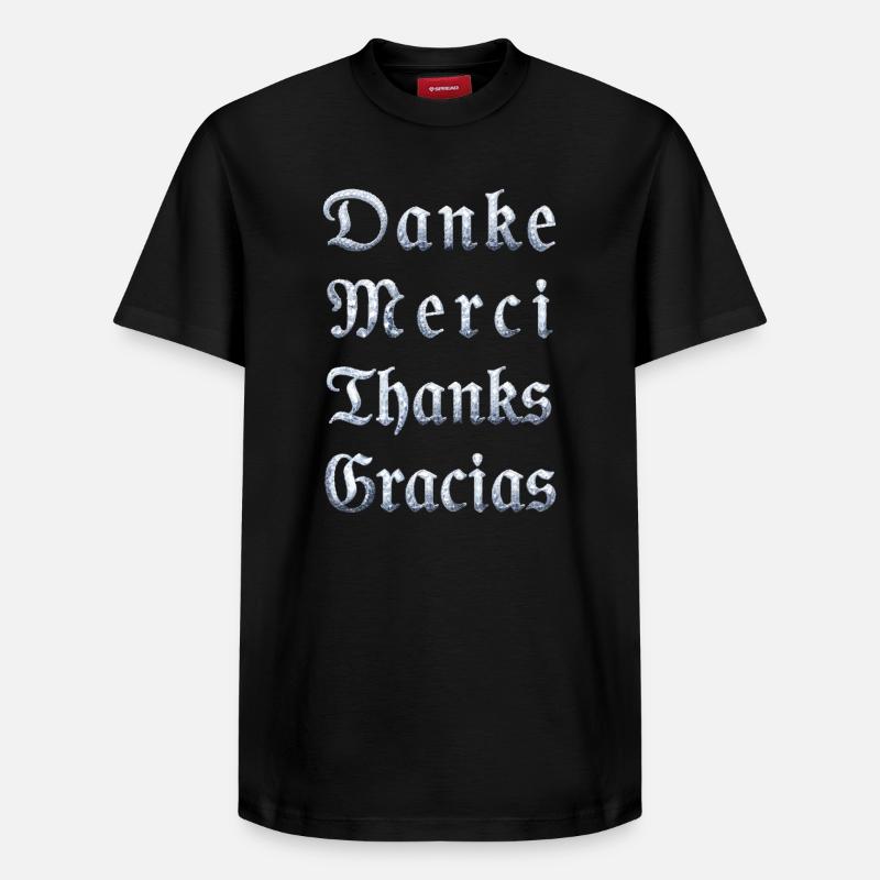 Multilinguale Dankesbotschaft Eiskristall - Relaxed Unisex Supima Cotton T-Shirt – by SPREAD - black