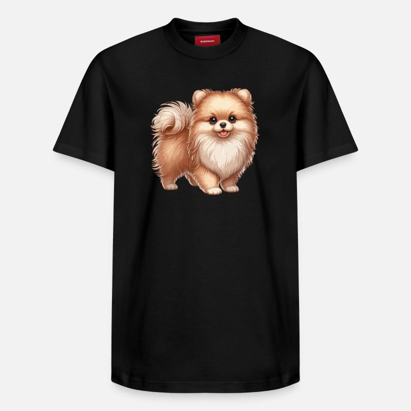 Chiot poméranien - T-shirt unisexe décontracté en coton Supima – de SPREAD - noir