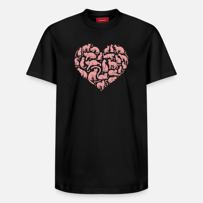 Silhouette Cœur de Chat Rose - T-shirt unisexe décontracté en coton Supima – de SPREAD - noir