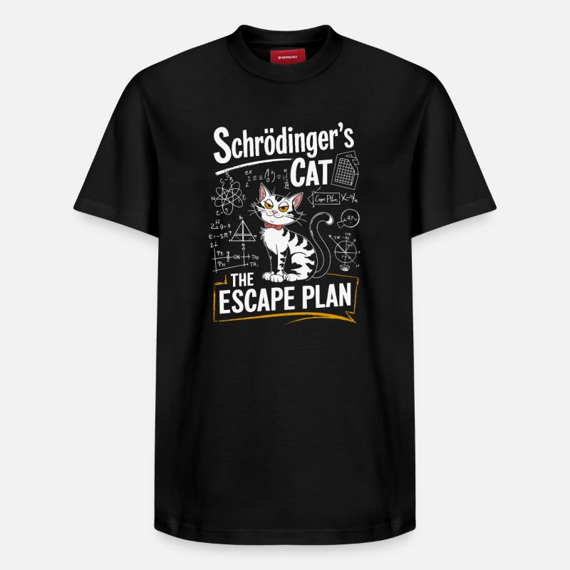 Chat Schrödinger : le plan d’évasion - T-shirt unisexe décontracté en coton Supima – de SPREAD - noir