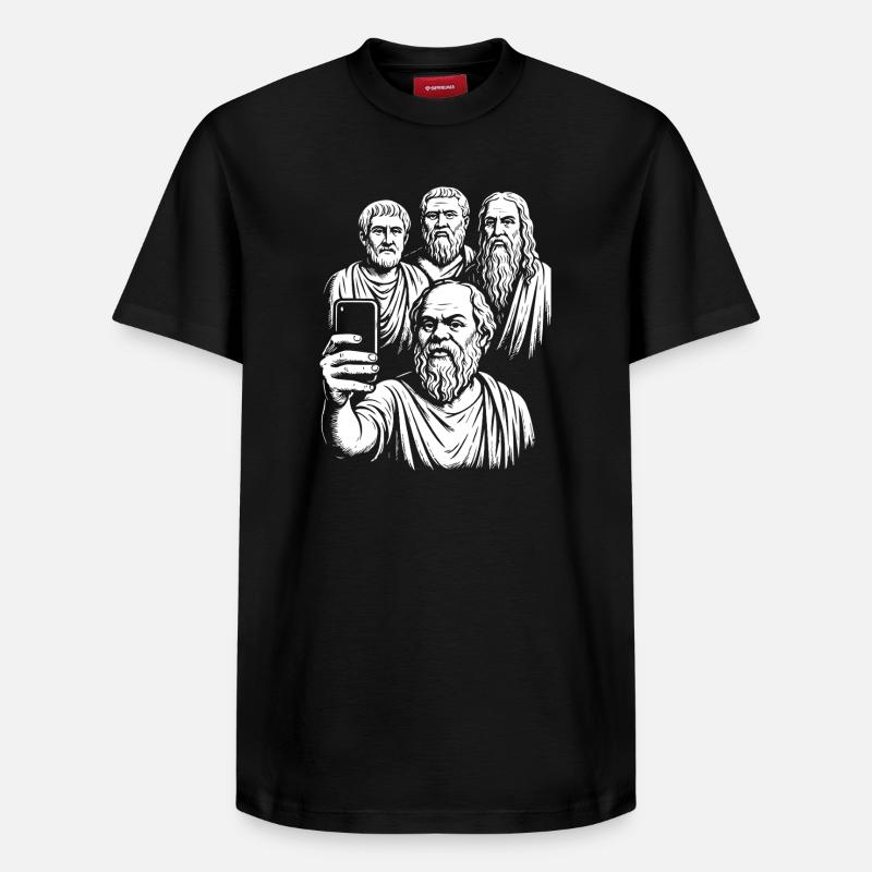 Altgriechische Philosophen Selfie - Relaxed Unisex Supima Cotton T-Shirt – von SPREAD - Schwarz