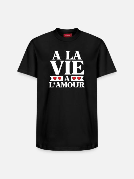 Life and Love Red Hearts - Relaxed Unisex Supima Cotton T-Shirt – by SPREAD - black