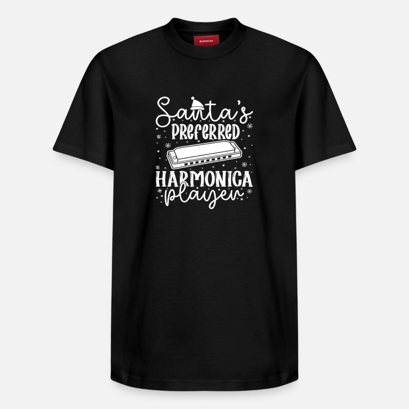 Harmonica Musican Santa´s Preferred Harmonica - Relaxed Unisex Supima Cotton T-Shirt – von SPREAD - Schwarz
