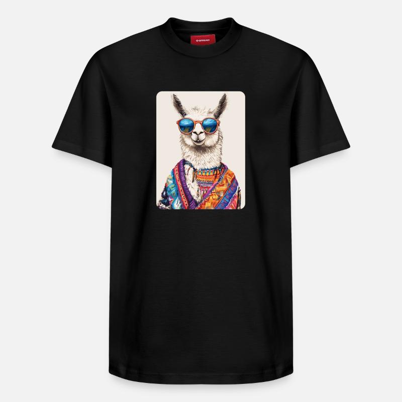 lama - T-shirt unisexe décontracté en coton Supima – de SPREAD - noir