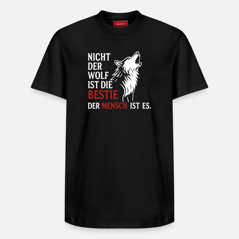 CoolesWolfs Design mit Spruch - Relaxed Unisex Supima Cotton T-Shirt – von SPREAD - Schwarz
