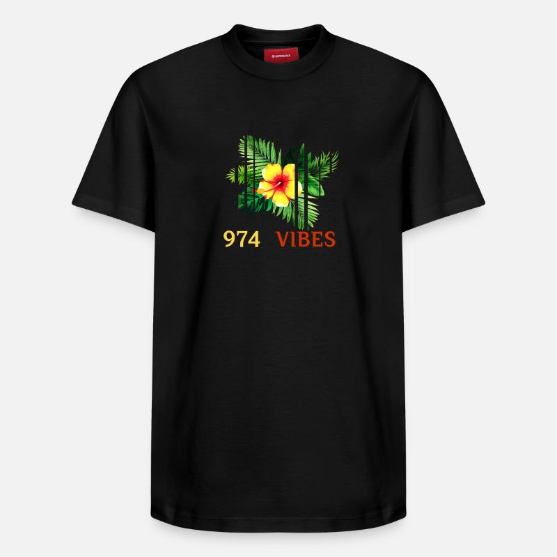 Tropical Hibiscus 974 Vibes - T-shirt unisexe décontracté en coton Supima – de SPREAD - noir