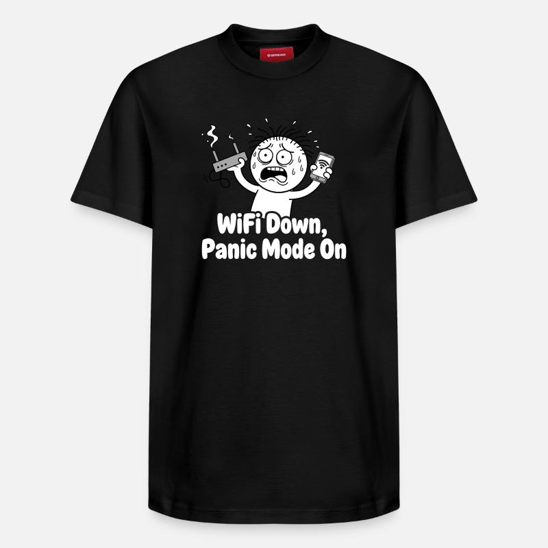Panne WiFi Mode panique Mème - T-shirt unisexe décontracté en coton Supima – de SPREAD - noir