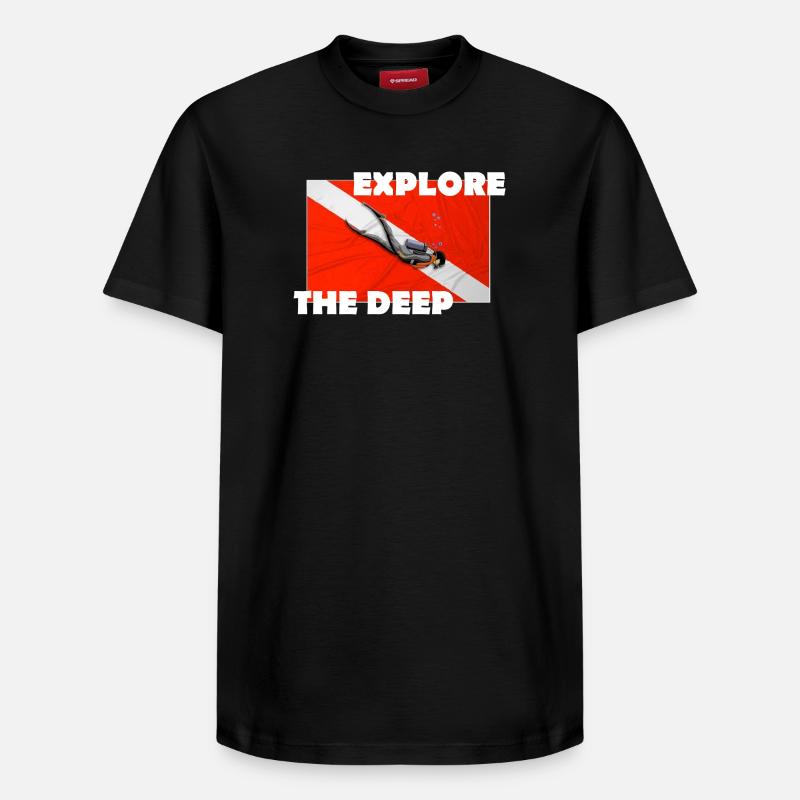 EXPLOREZ LES PROFONDEURS - T-shirt unisexe décontracté en coton Supima – de SPREAD - noir