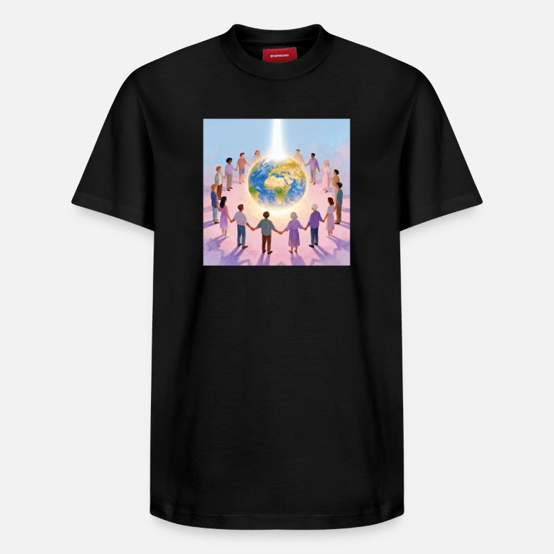 La Terre entourée de communauté - T-shirt unisexe décontracté en coton Supima – de SPREAD - noir