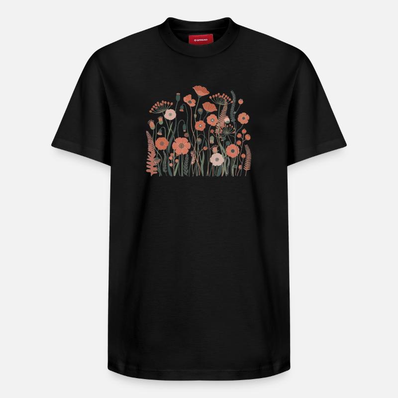 Boho Wildblumen – Blühende Harmonie - Relaxed Unisex Supima Cotton T-Shirt – von SPREAD - Schwarz