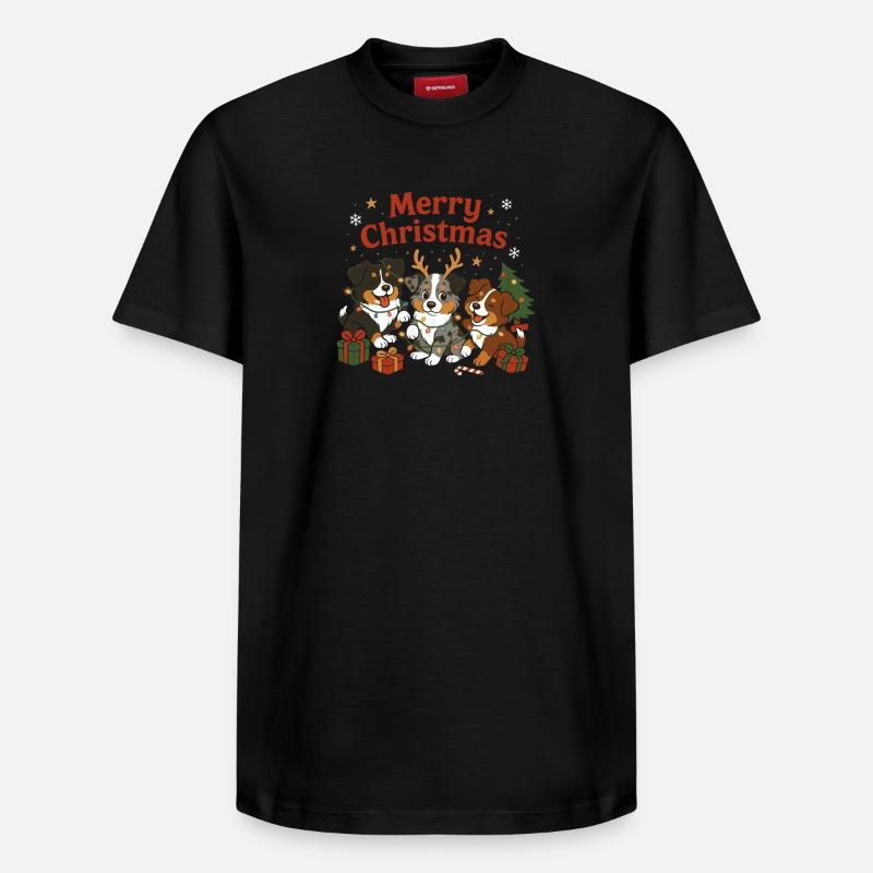 Süßes Australian Shepherd Weihnachtdesign - Relaxed Unisex Supima Cotton T-Shirt – von SPREAD - Schwarz
