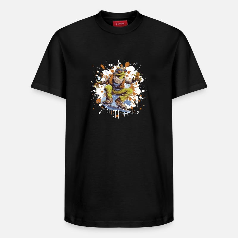 Frosch Snowboard - Relaxed Unisex Supima Cotton T-Shirt – von SPREAD - Schwarz