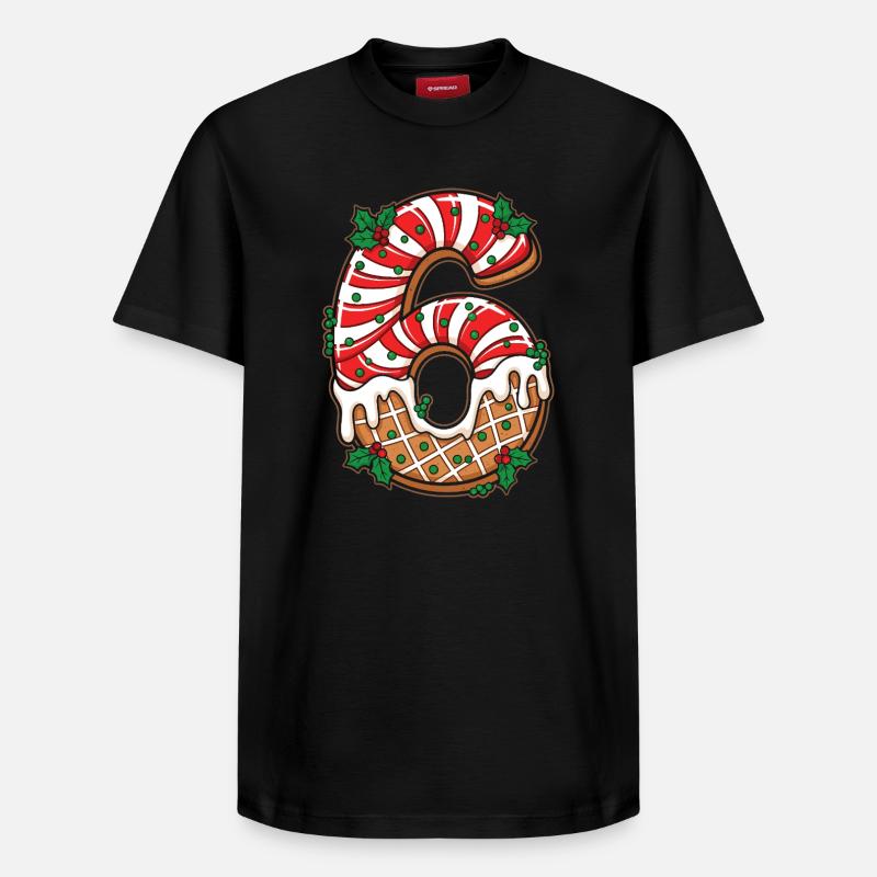 Glaçage Chiffre de Noël 6 - T-shirt unisexe décontracté en coton Supima – de SPREAD - noir