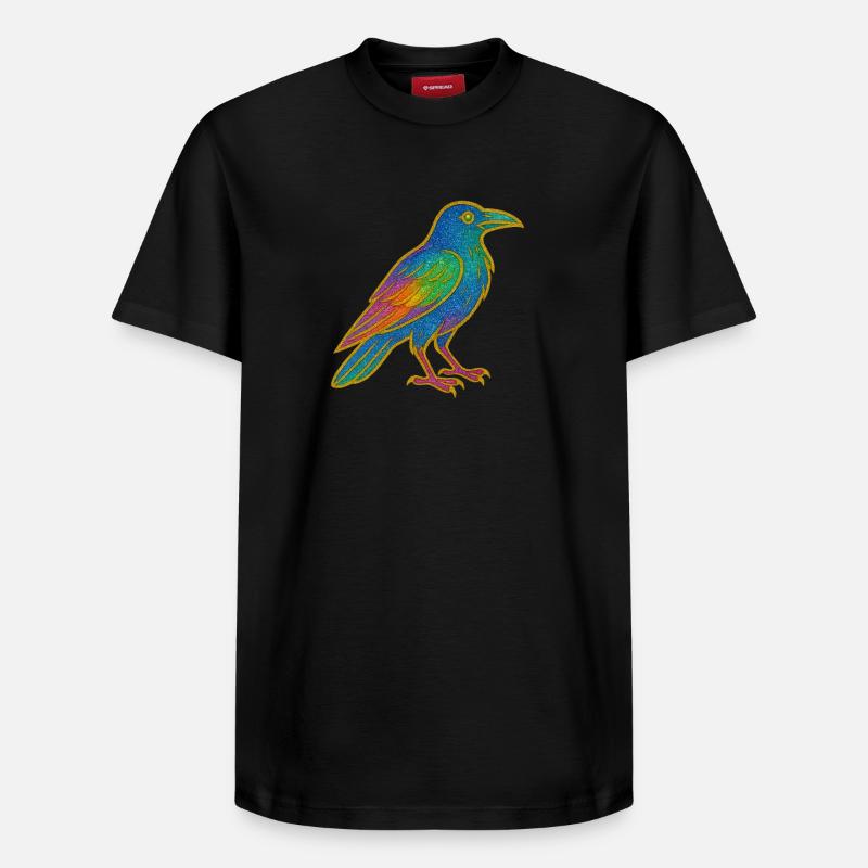 Regenbogenrabe Patchdesign - Relaxed Unisex Supima Cotton T-Shirt – von SPREAD - Schwarz