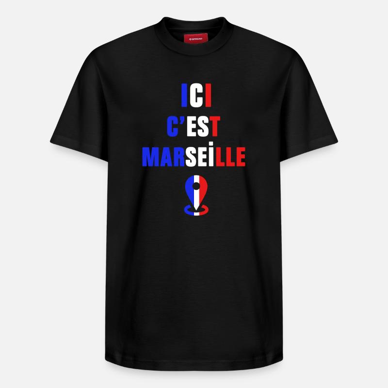 Ici c’est Marseille - T-shirt unisexe décontracté en coton Supima – de SPREAD - noir