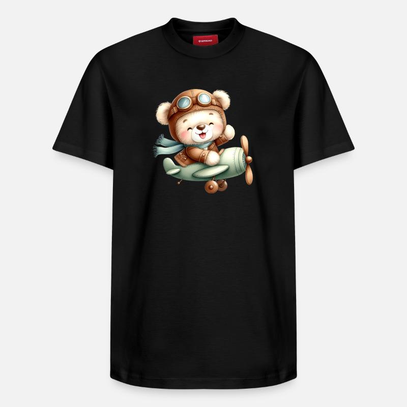 Aviateur Teddy - T-shirt unisexe décontracté en coton Supima – de SPREAD - noir