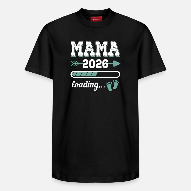 Mama 2026 Loading Werdender Mutter Geschenkidee - Relaxed Unisex Supima Cotton T-Shirt – von SPREAD - Schwarz